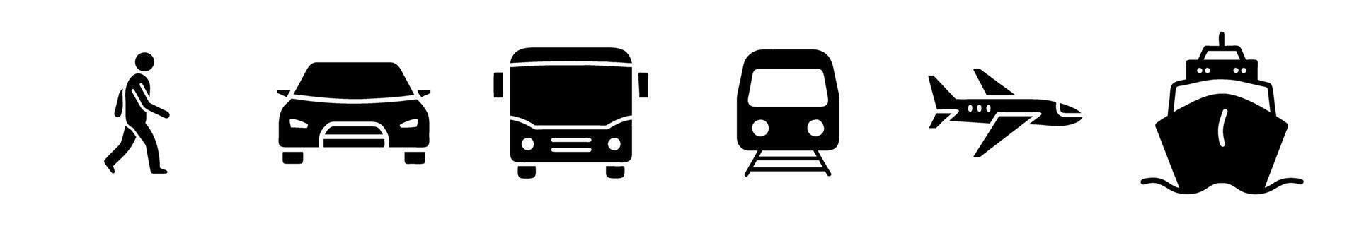 Transport icons set in glyph style vector