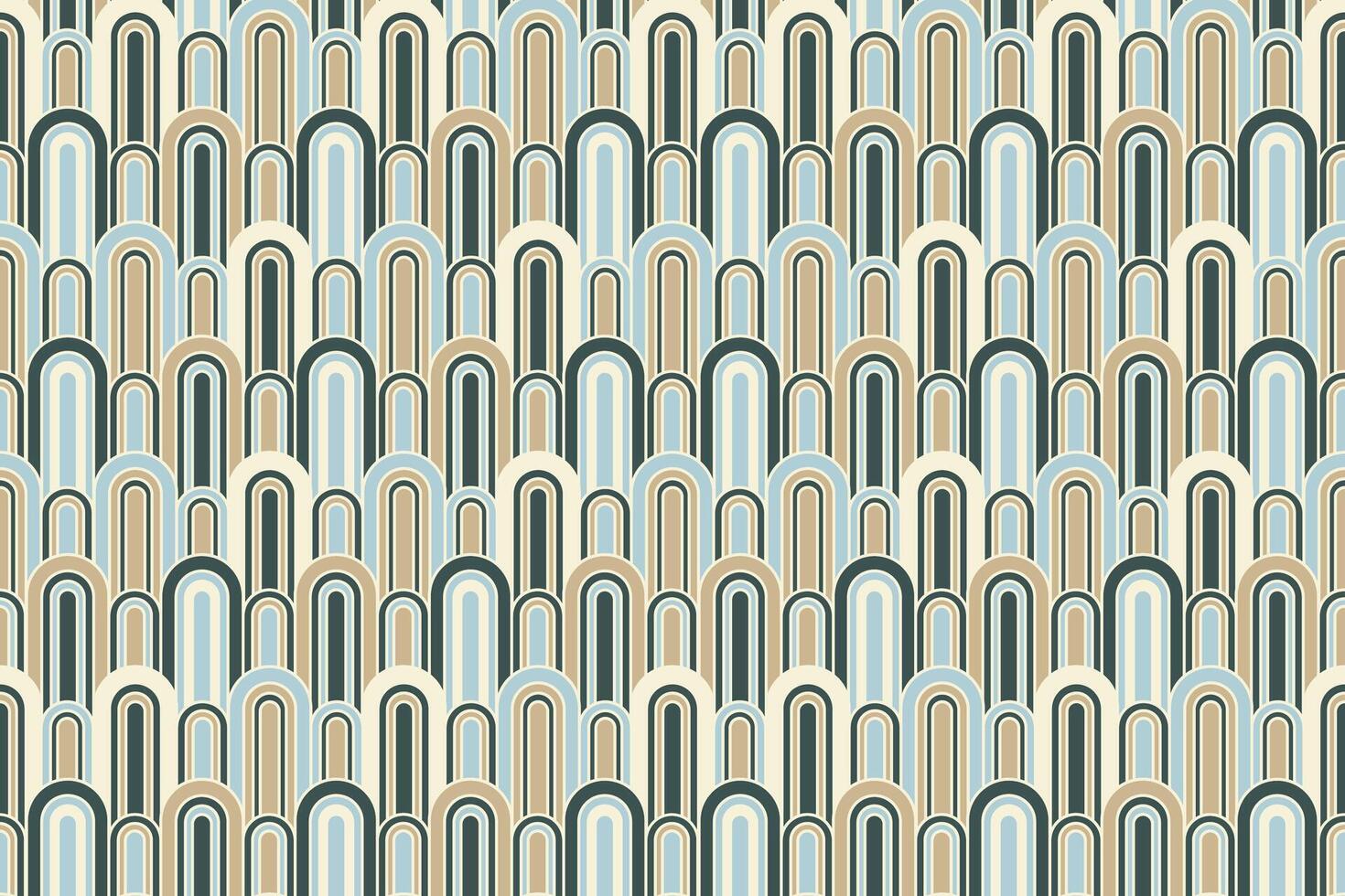 Geometric curve shapes art deco style seamless repeat pattern vector
