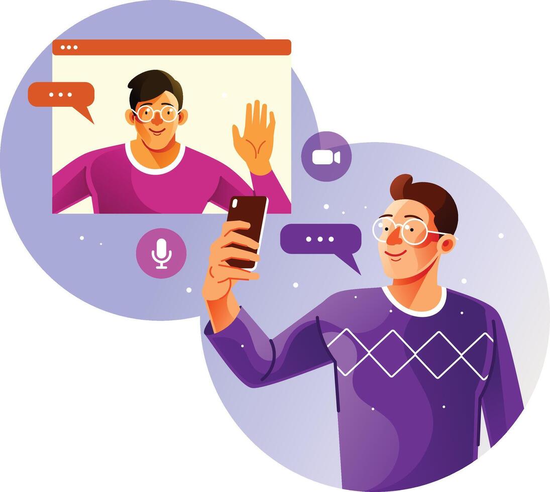 Friends VidCalling Illustration vector