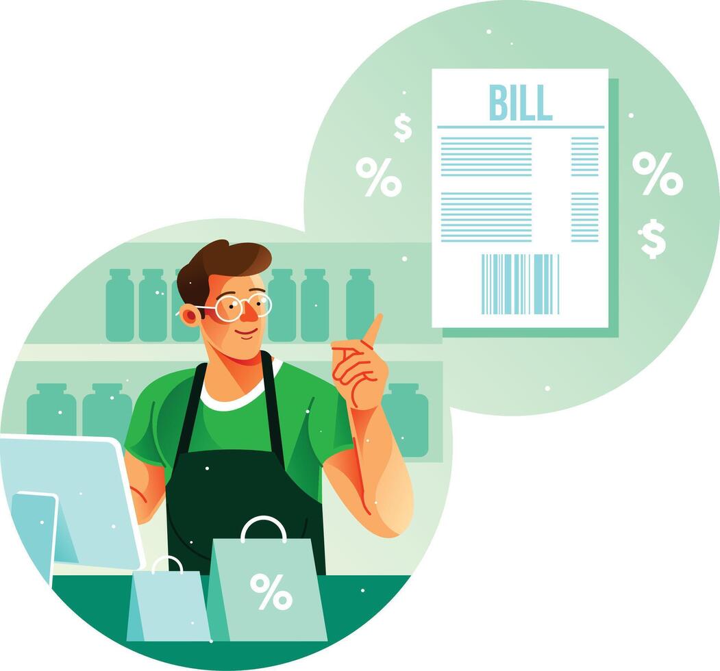 Cashier Counting Bills vector