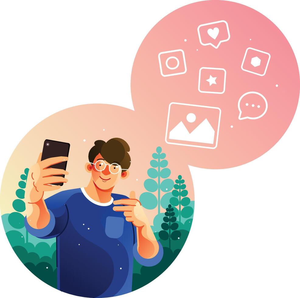 Selfie with Smartphone for Social Media vector