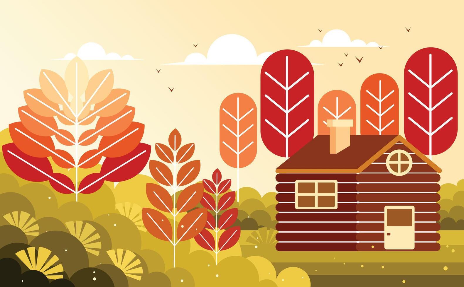 Wooden Log Cabin House vector