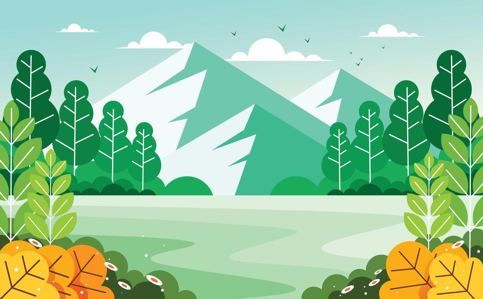 Lake Nature View Mountain vector