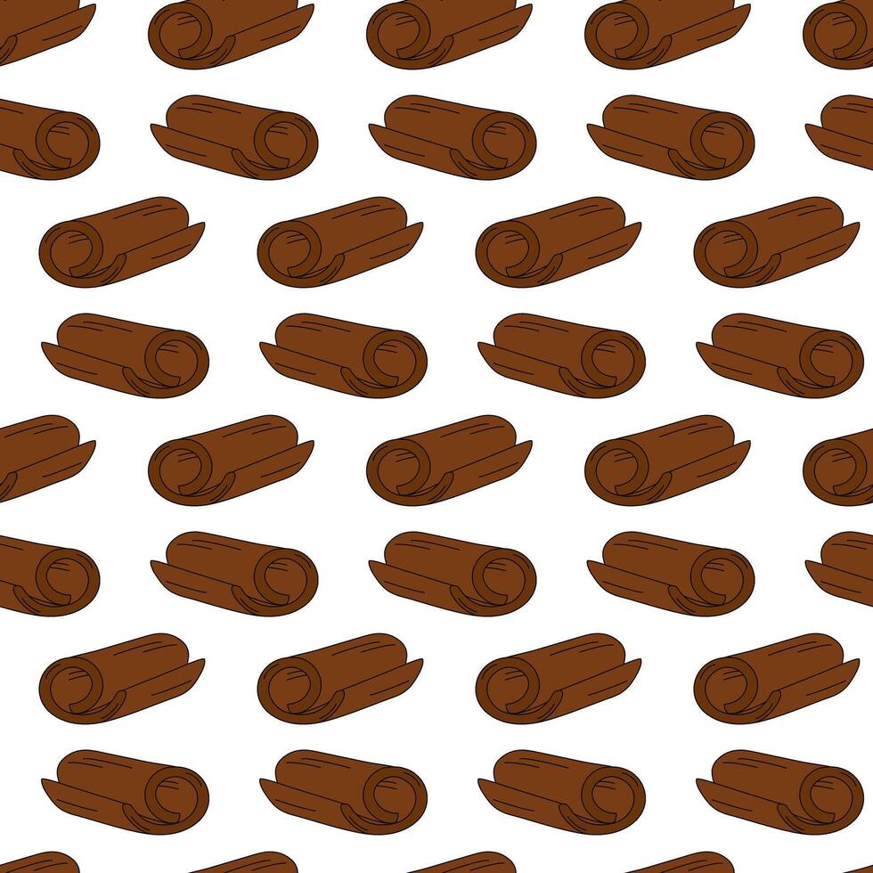 Cinnamon stick Tea spicy Seamless pattern in trendy soft brown. Background or wallpaper design idea. Isolated illustration Wrapping or web promo, poster, banner, greeting card, price tag, label vector