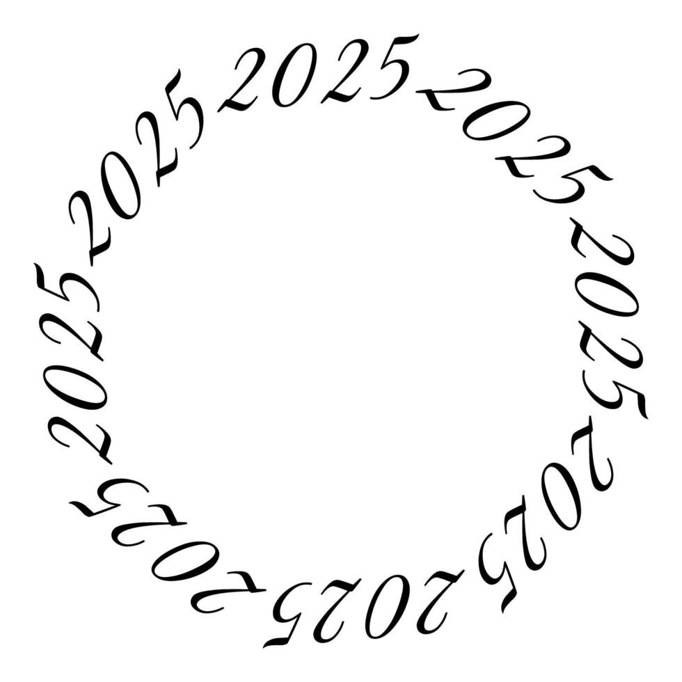 2025 numbers Seamless pattern. New Year greeting Background texture in trendy minimalistic style. Isolated on white Outline illustration Themed cards, poster, leaflet, label or web, icon, promo vector