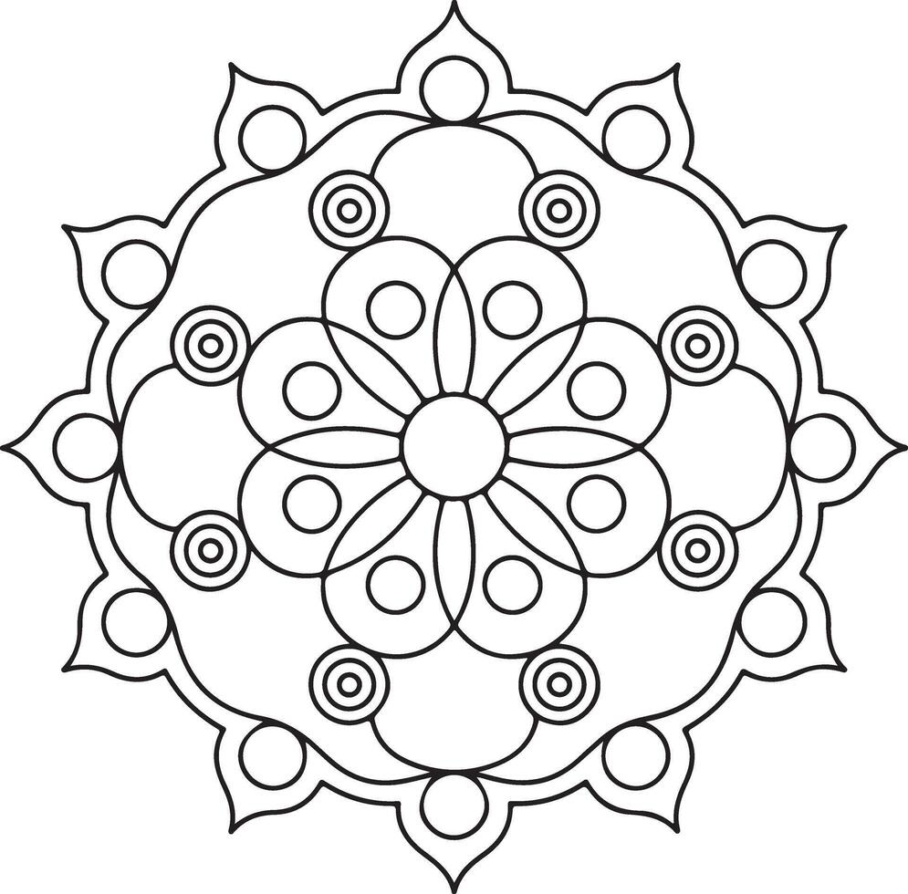 mandala with gentle oriental pattern on transparent background, use for coloring book and decor vector