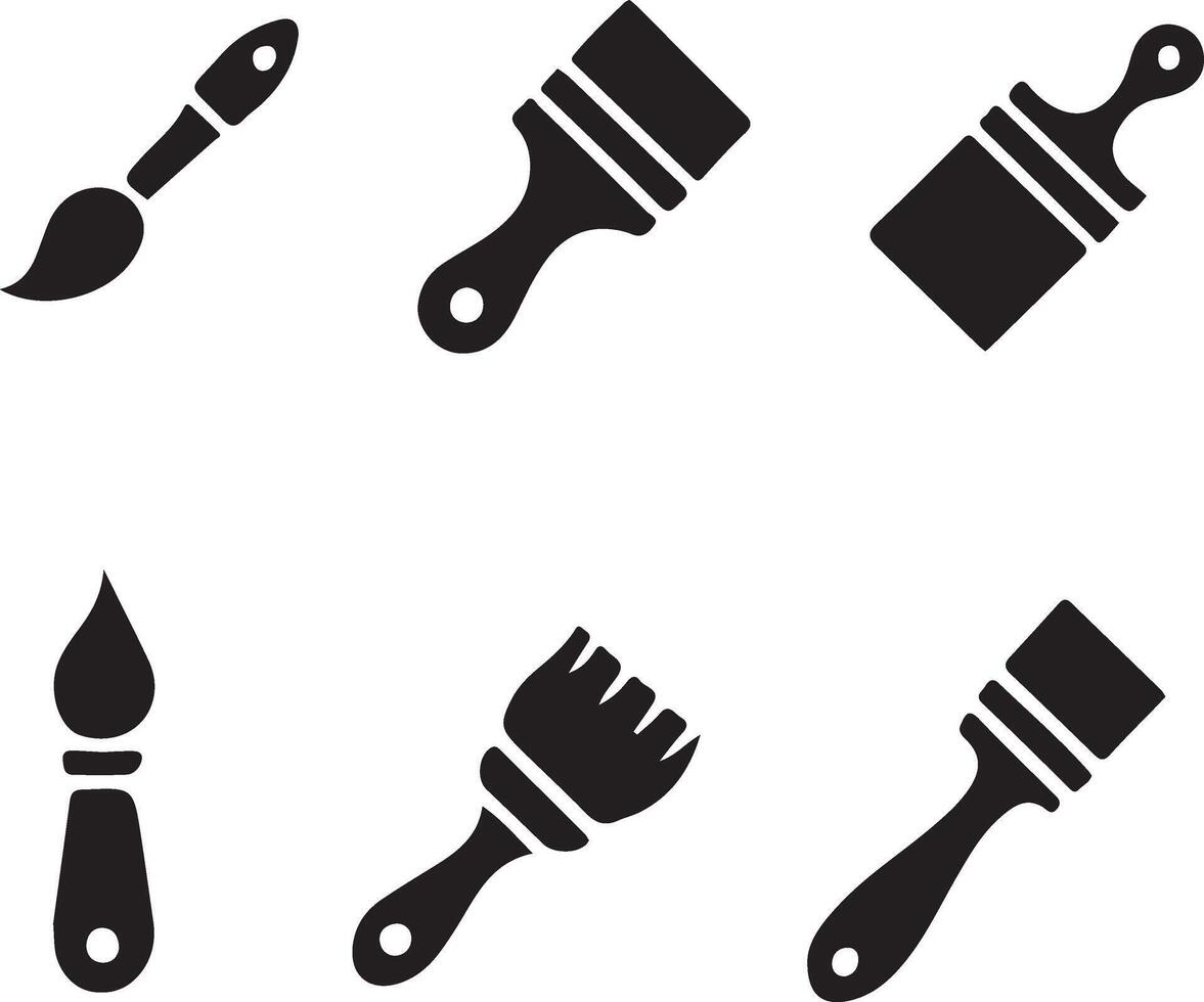 Artistic Brush Icon Set. Painting Tool Symbol. vector