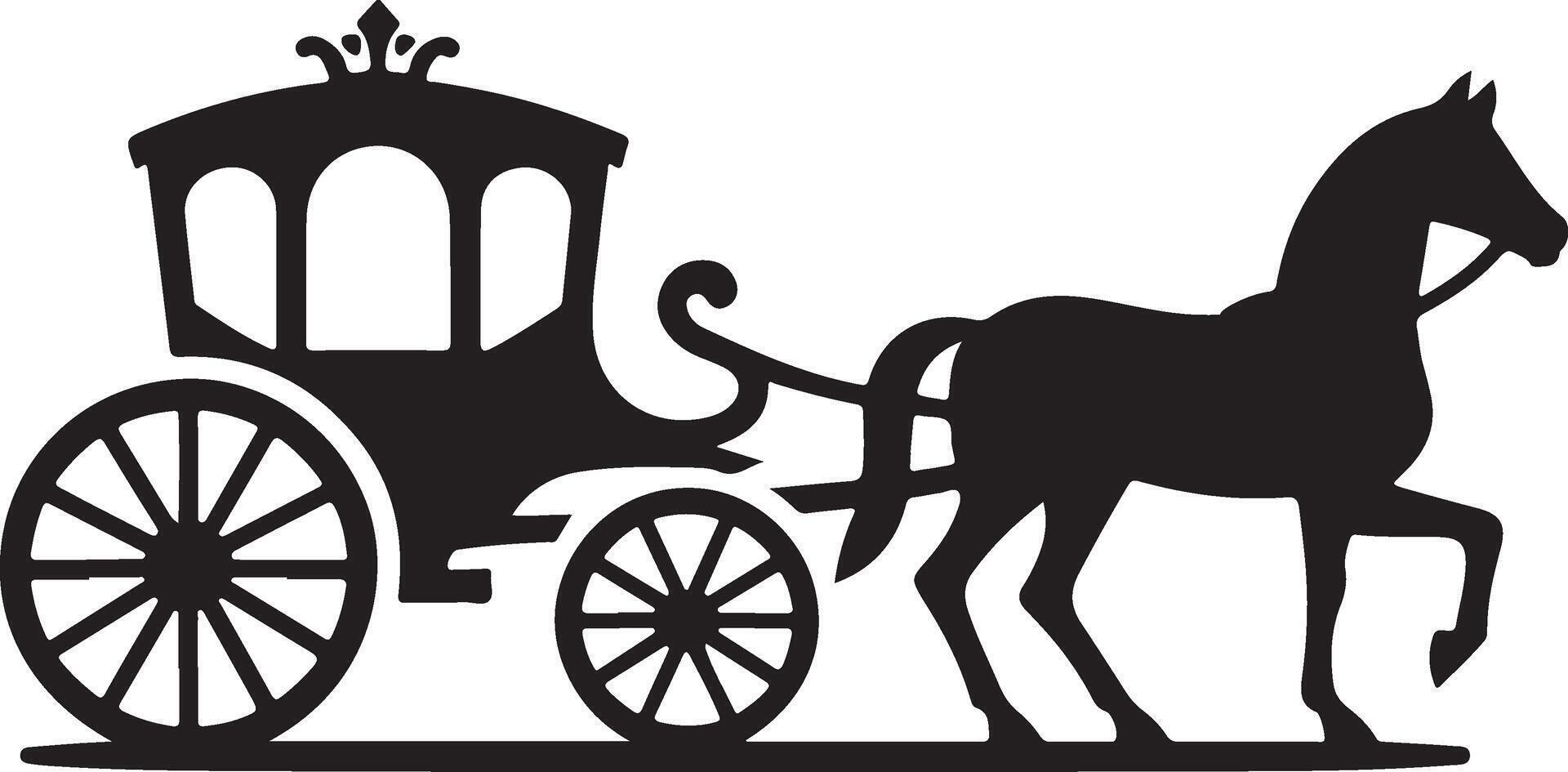 Silhouette of a horse-drawn carriage with a coachman. Retro car silhouette. illustration. vector