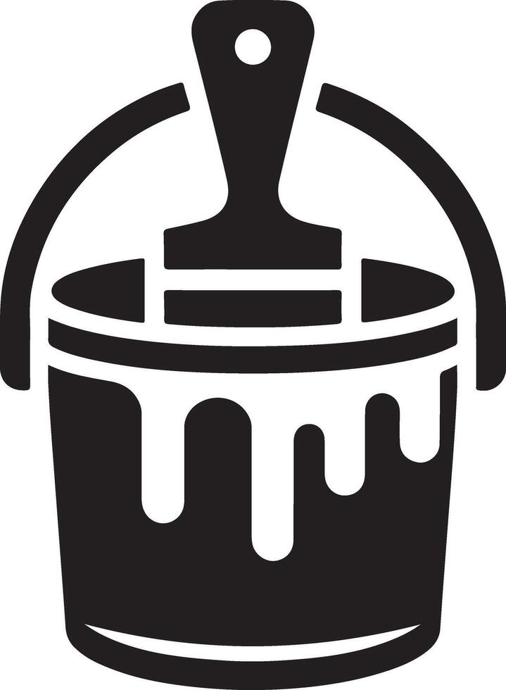 Paint bucket and brush silhouette art vector