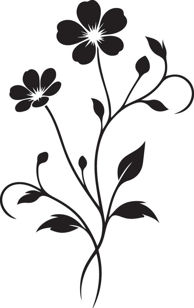 Black silhouettes of branches with rosebuds and leaves isolated on a white background. Floral decorative elements with rosebuds vector