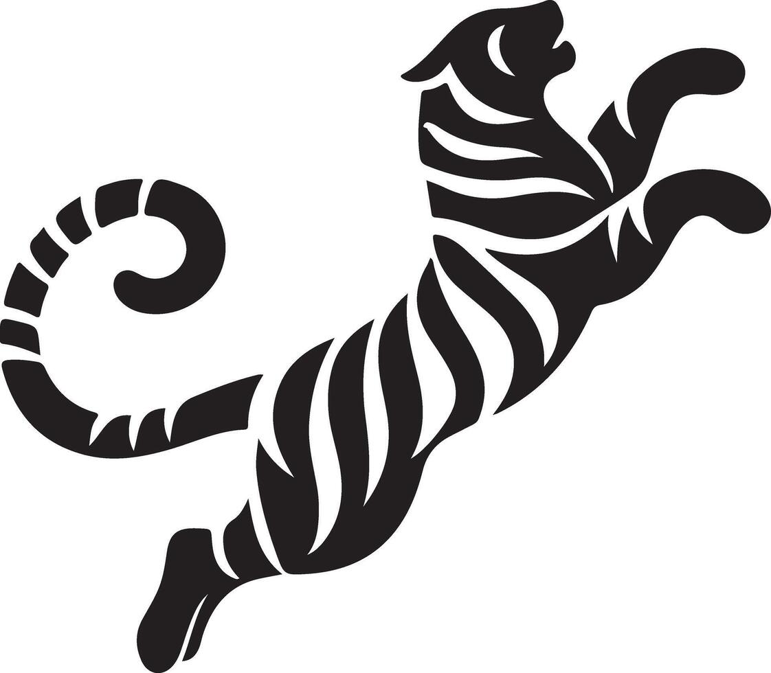 silhouette tiger in jump. Creative idea logotype. vector