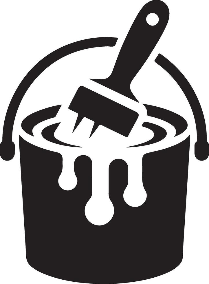 paint bucket icon flat thin line illustration vector