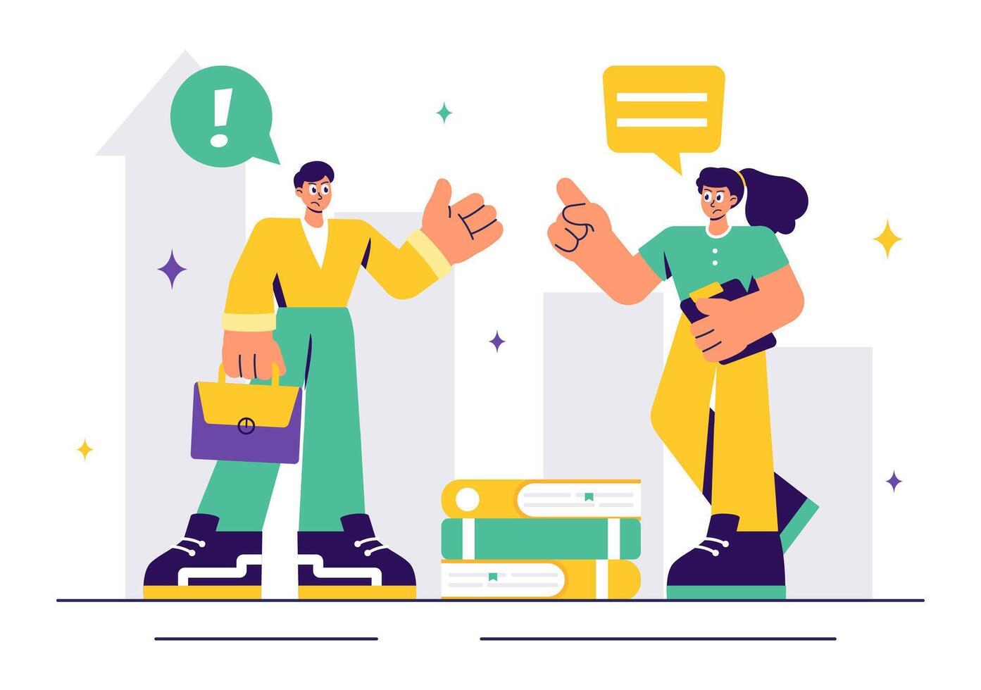 Social Conflict Management with Diverse Opinions Illustration in Flat Cartoon Style vector