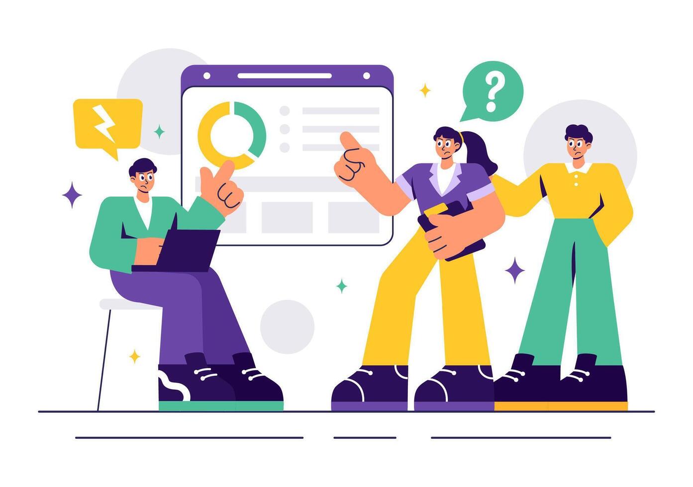 Debate and Conflict Management Illustration Featuring Diverse Opinions in Flat Style vector