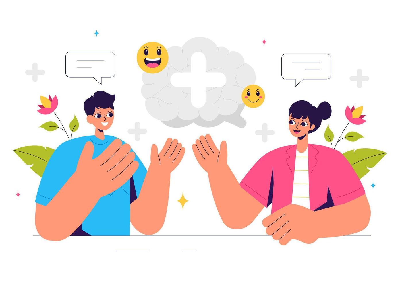 Positive Outlook on Life Illustration with Dream and Creativity Symbols in Flat Cartoon Background vector