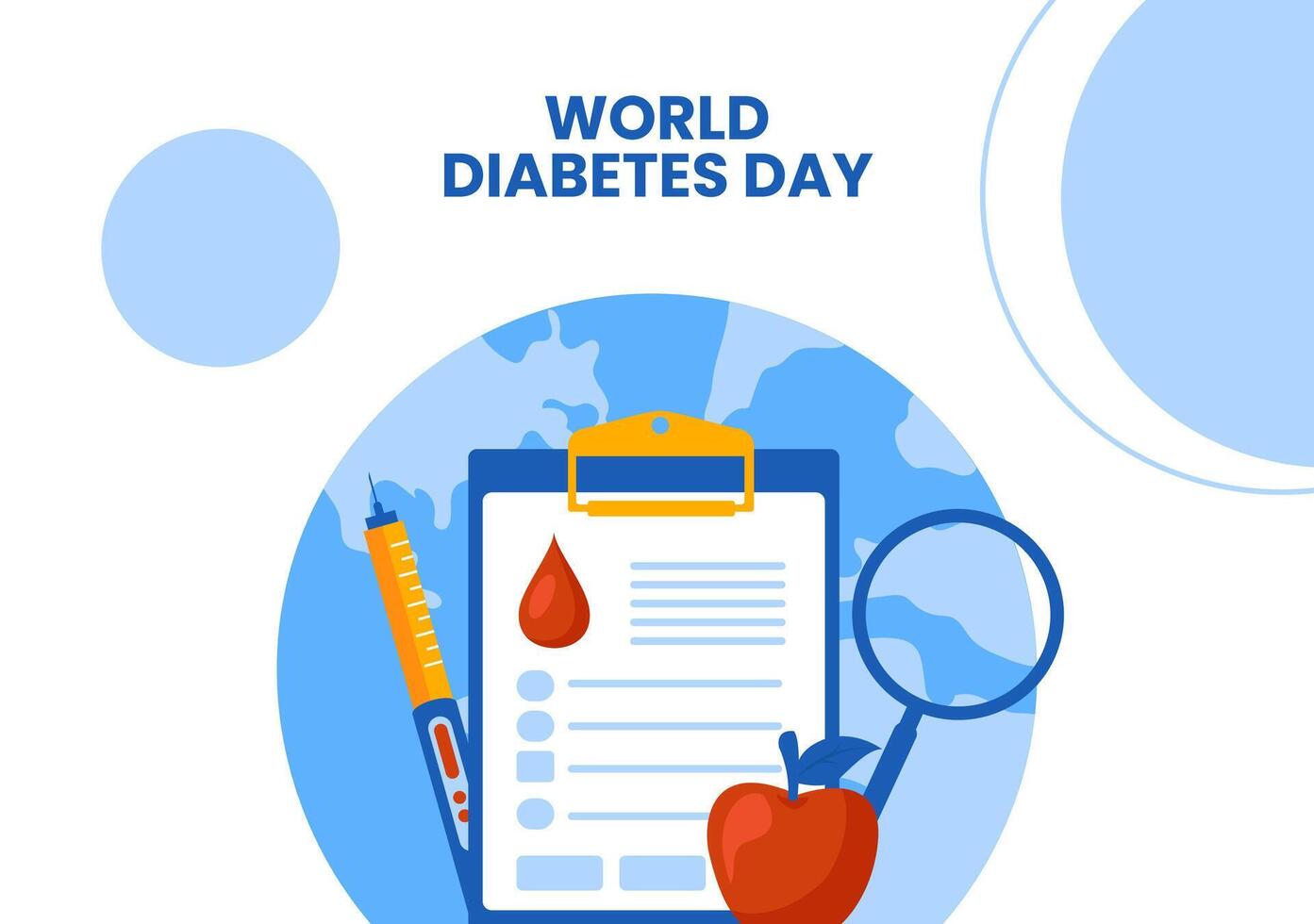 Social Media Diabetes Day Flat Cartoon Template Background Illustration vector