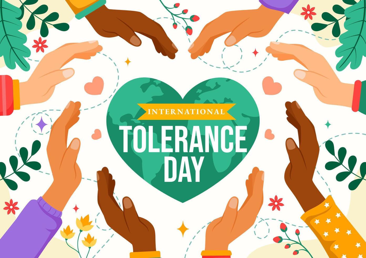 Embracing Diversity Illustration for Tolerance Day with Multiracial Hands vector