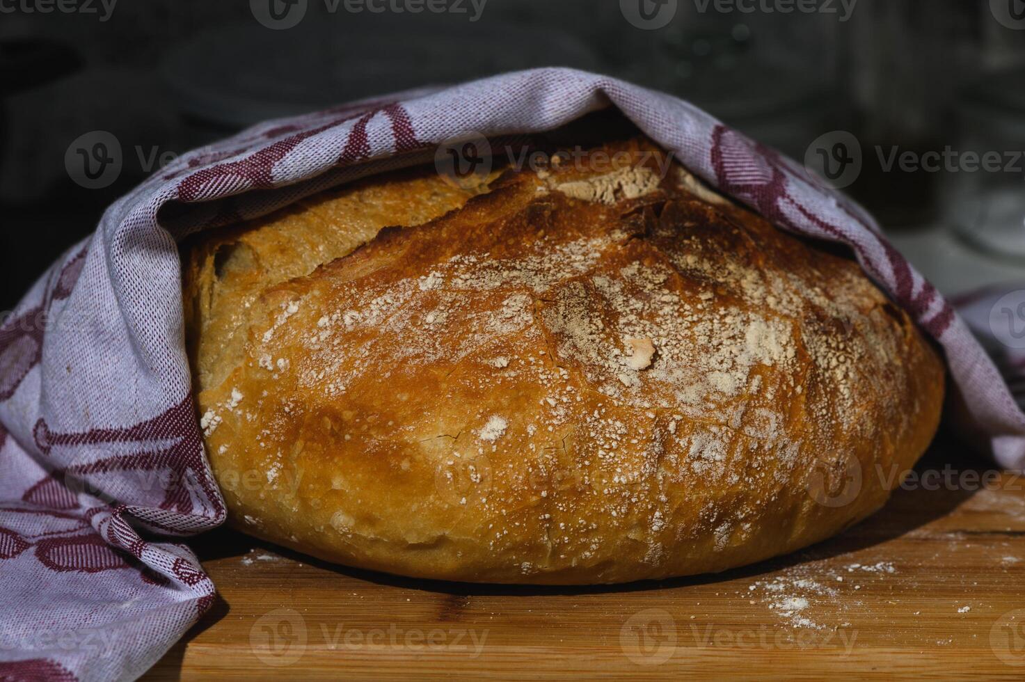 Fresh homemade bread with a crispy crust photo
