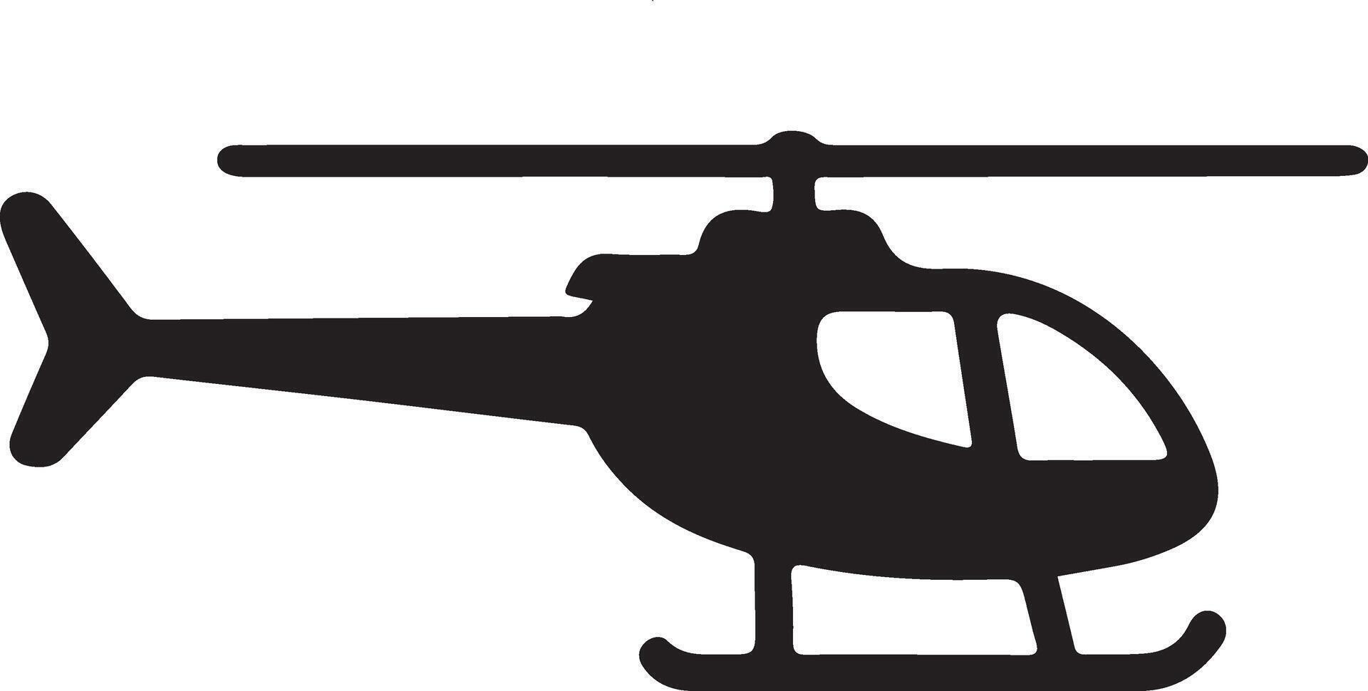 Black isolated silhouette of helicopter on white background. Icon of above view of helicopter vector