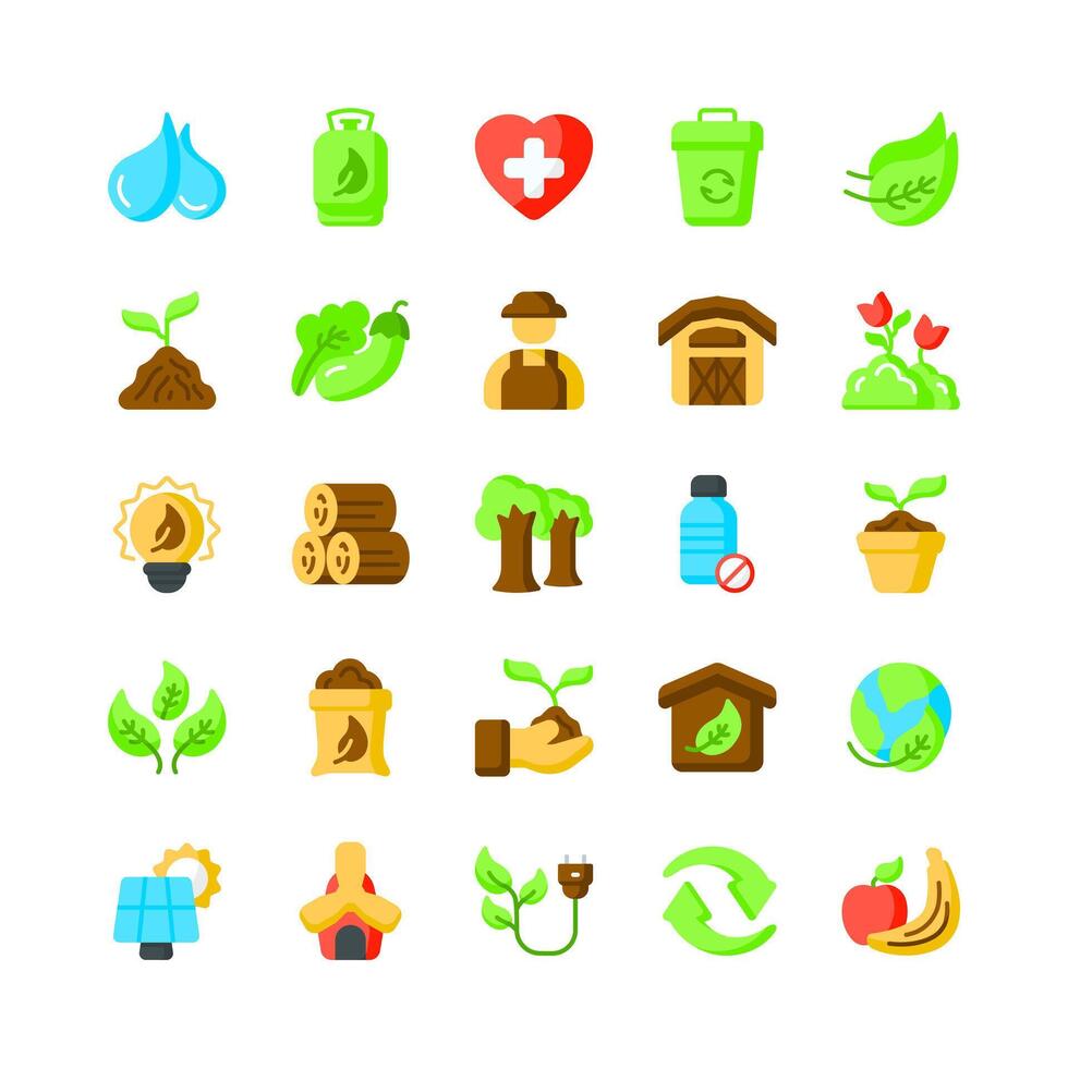 Nature and ecology icons vector