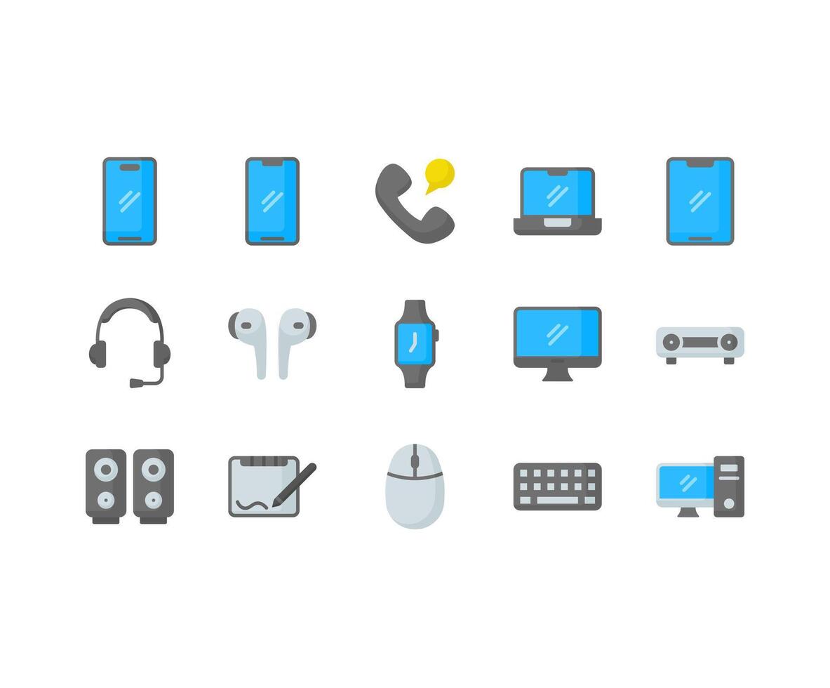 Gadgets and electronics icon pack vector