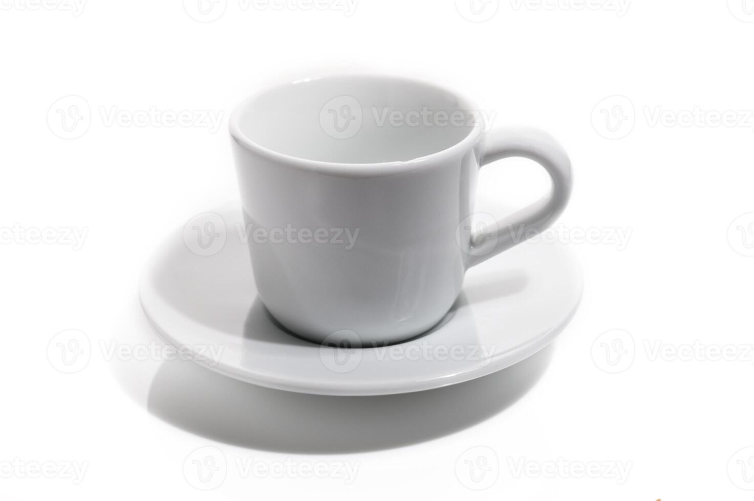 Directly above shot of empty cup on white background photo