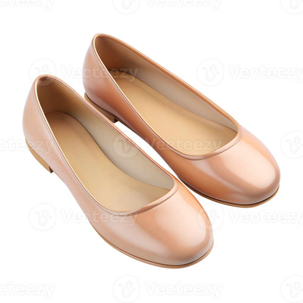 3d rendering style of Ballet flats, isometric, isolated on transparent background png