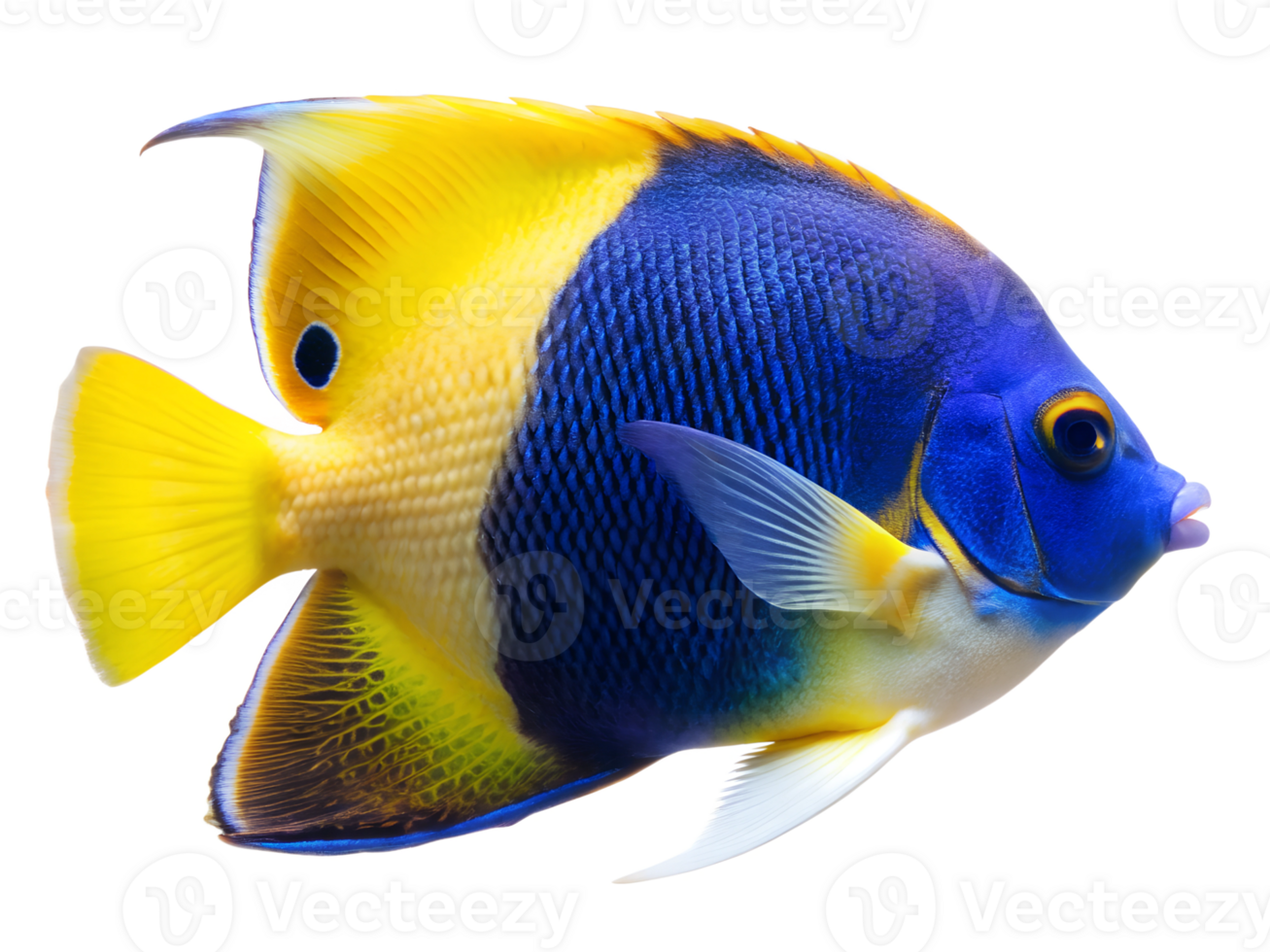 Bicolor Angelfish swiming isolated on a transparent background png