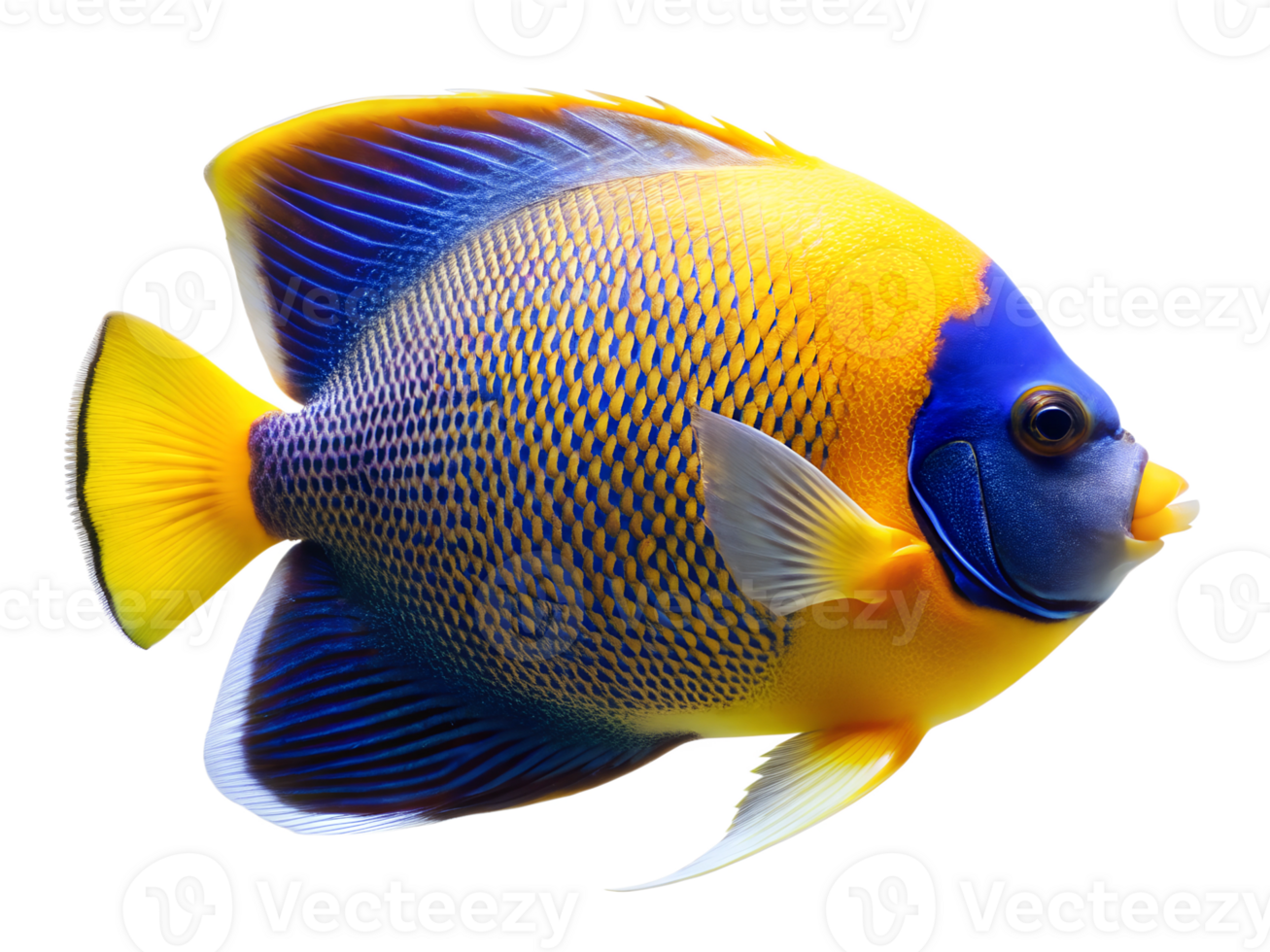 Masked Angelfish swiming isolated on a transparent background png