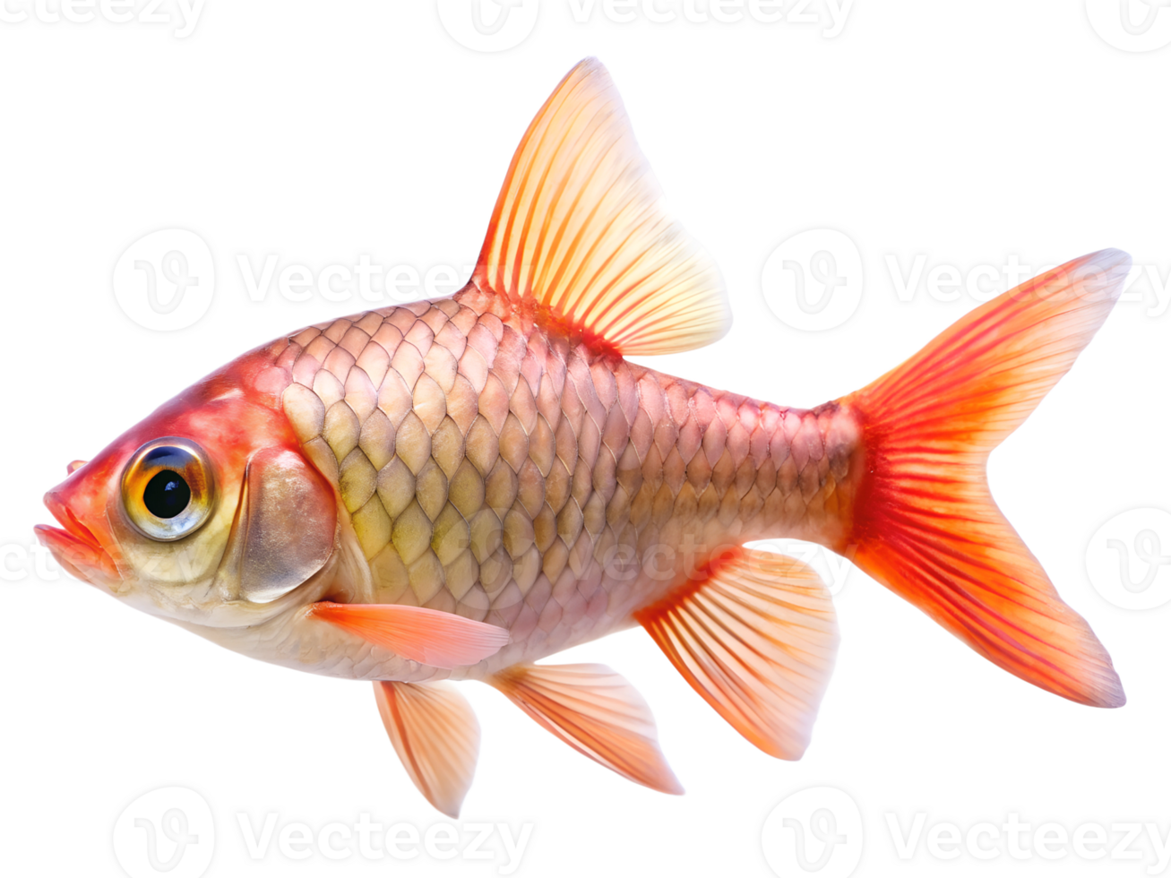 Rosy Barb swimming, isolated on a transparent background png