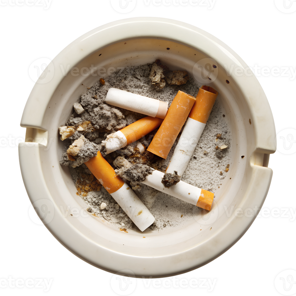 top view, Ashtray isolated on a transparent background png