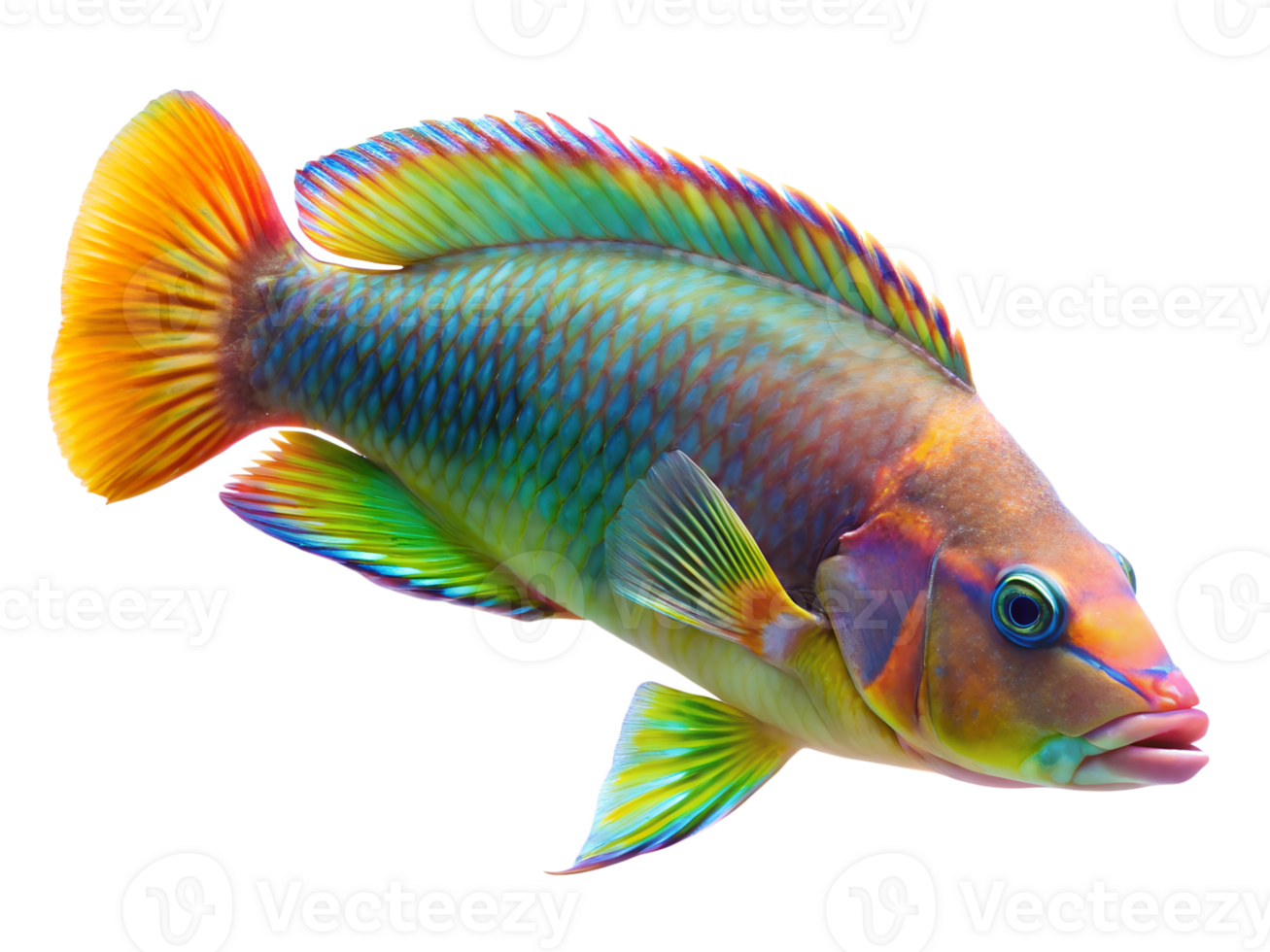 Wrasse fish swiming isolated on a transparent background png