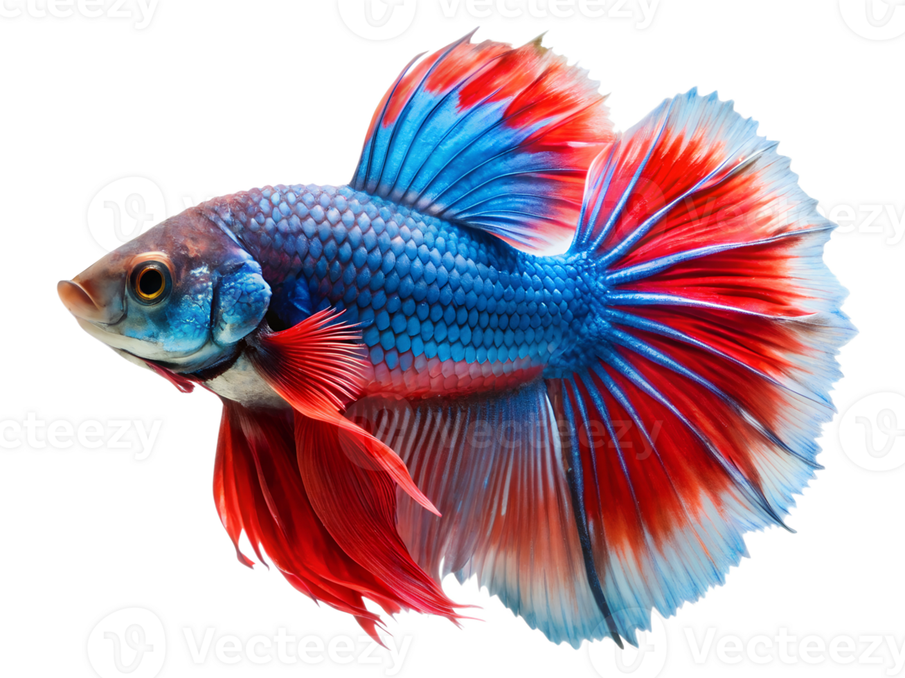 Siamese Fighting Fish swiming isolated on a transparent background png