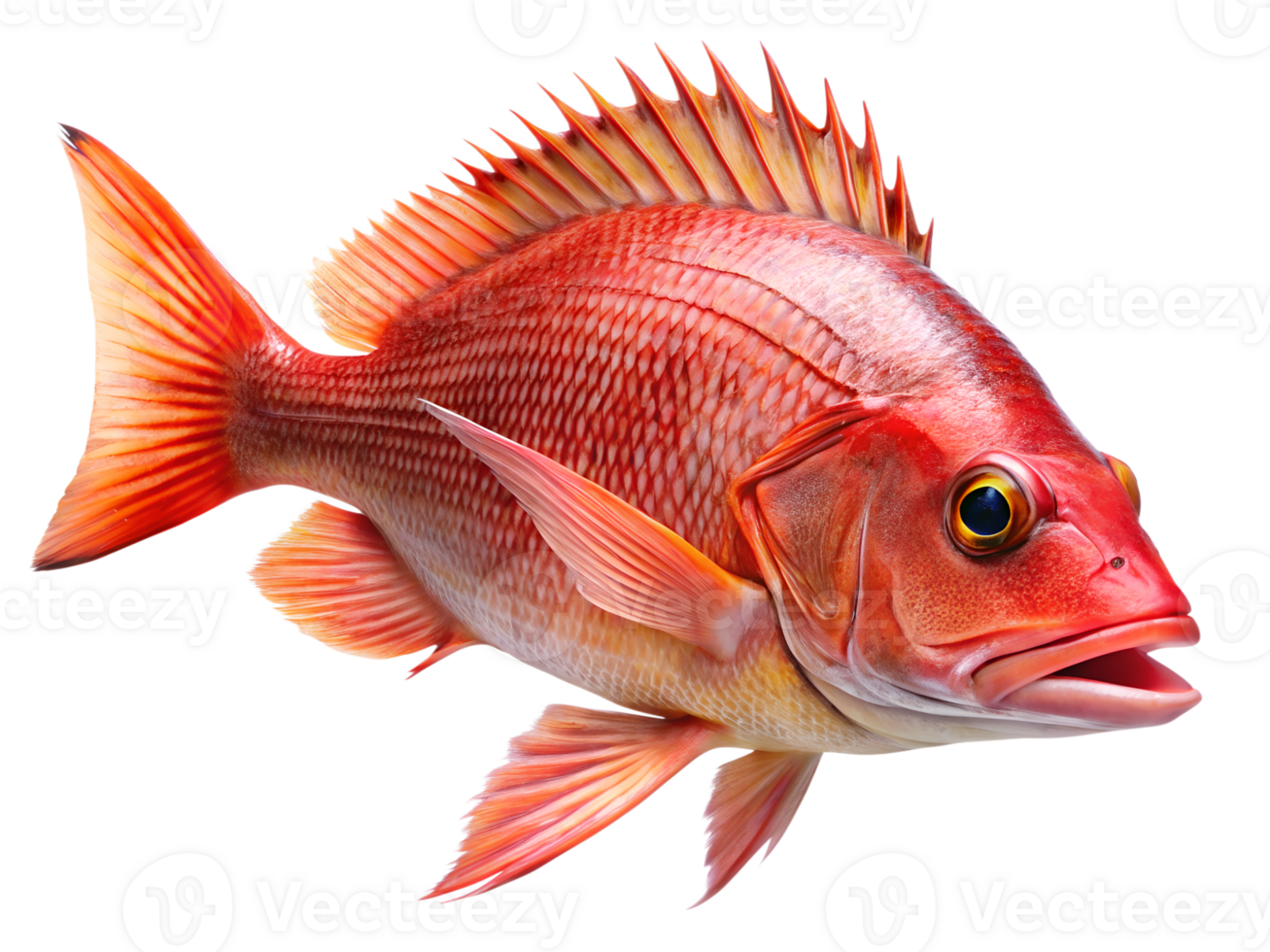 Red Emperor Snapper fish swiming isolated on a transparent background png