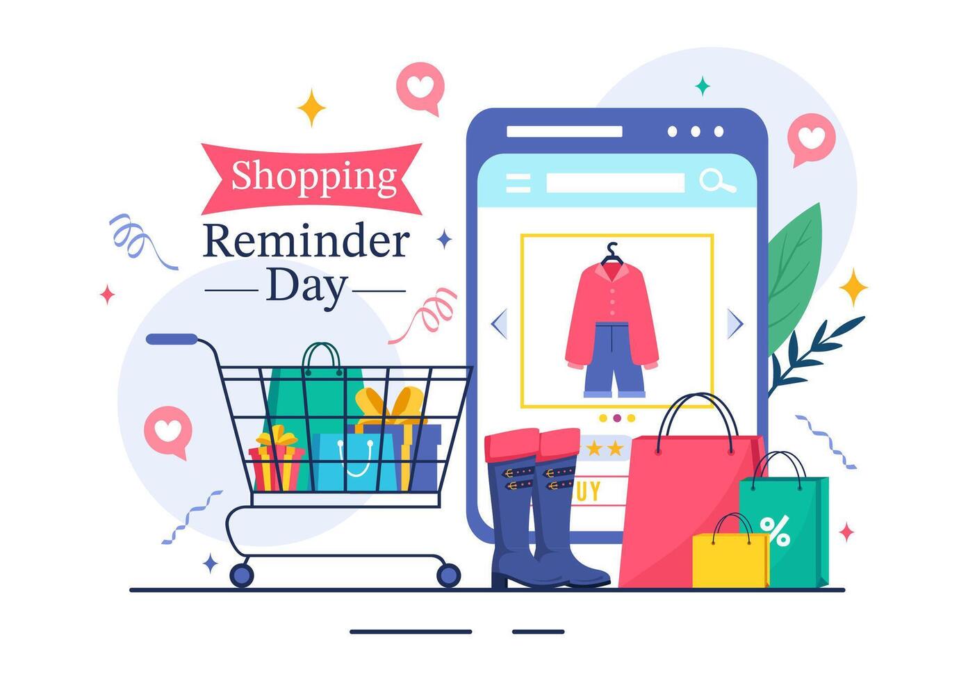 26 November Shopping Reminder Day Design with Paper Bag and Purchases in a Cartoon Background vector