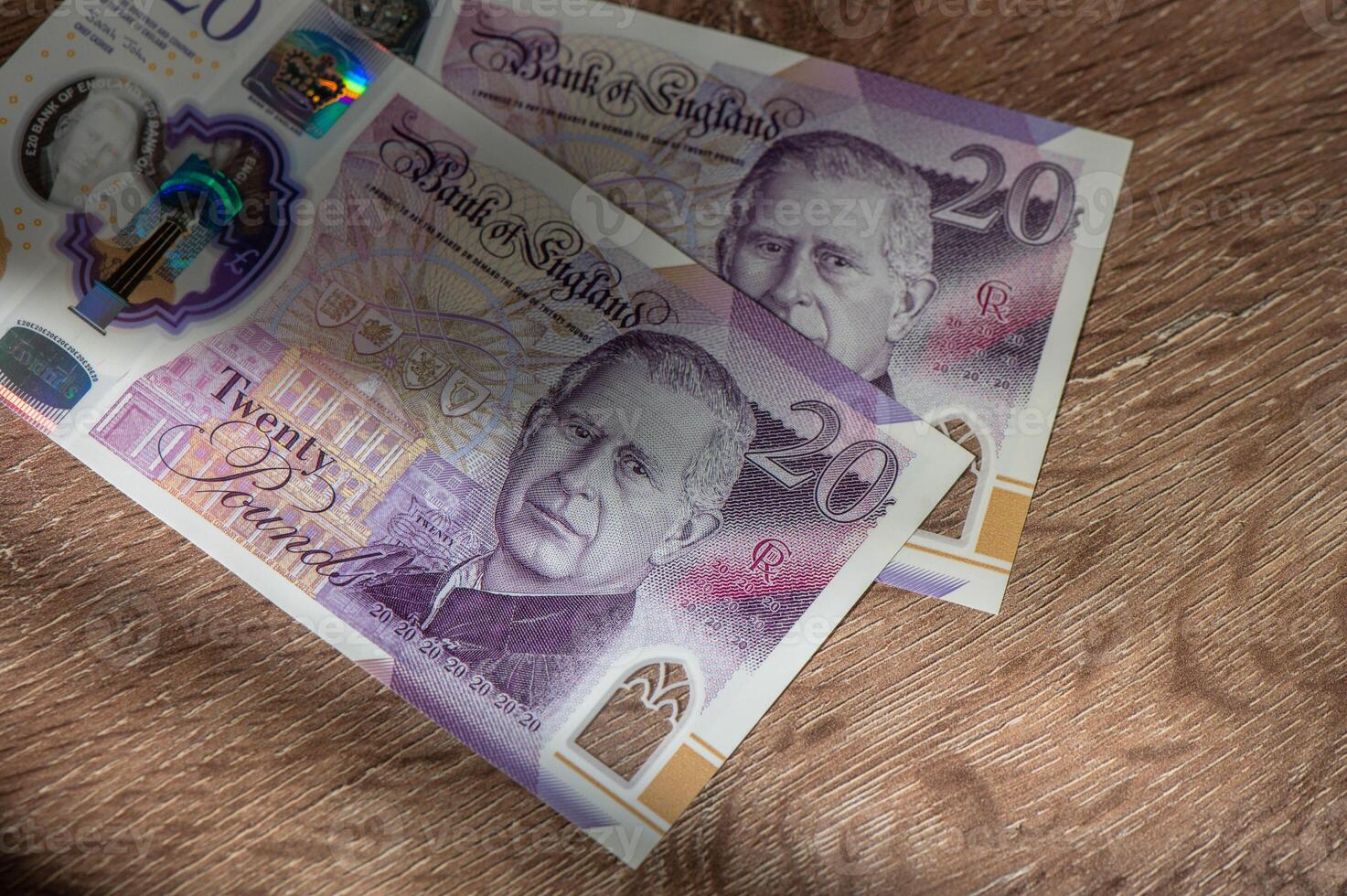 A plan view of pound sterling bank notes. 8 photo