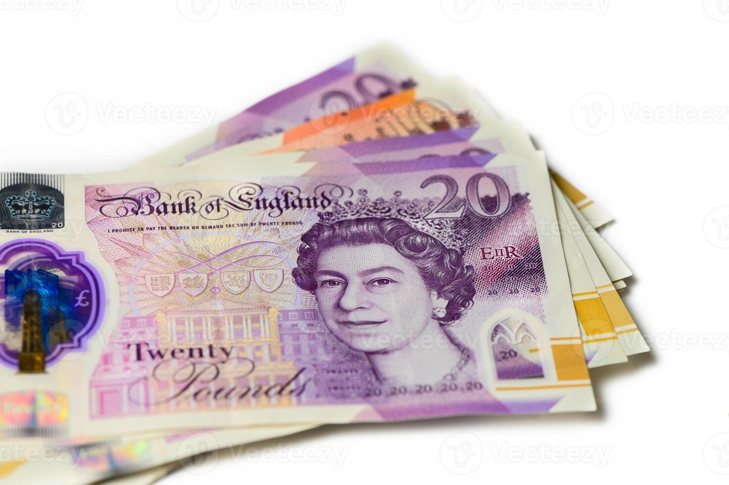 UK pound,money of United kingdom close up on white, Pound UK note 3 photo