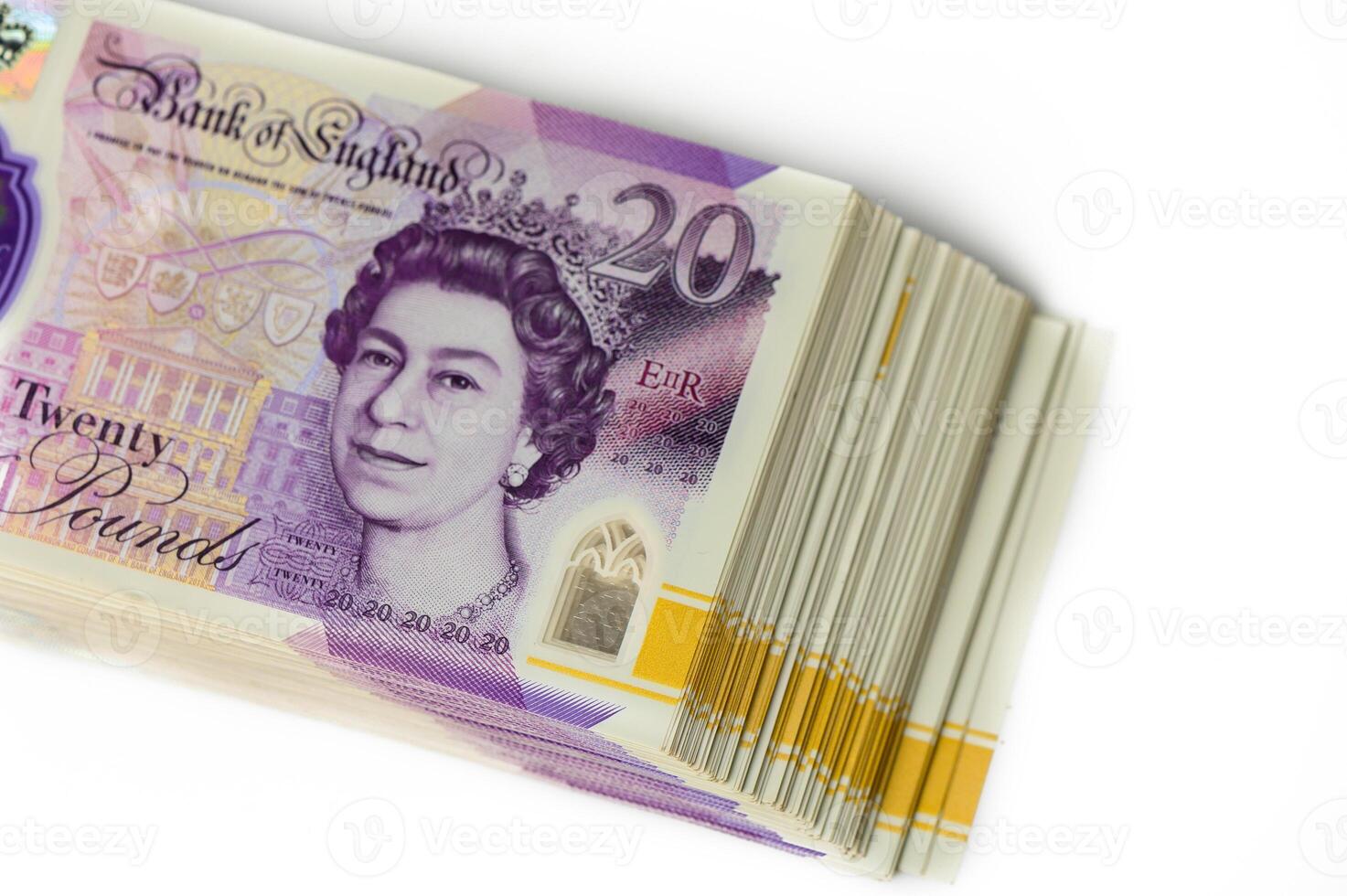 Various denominations of British pound notes photo