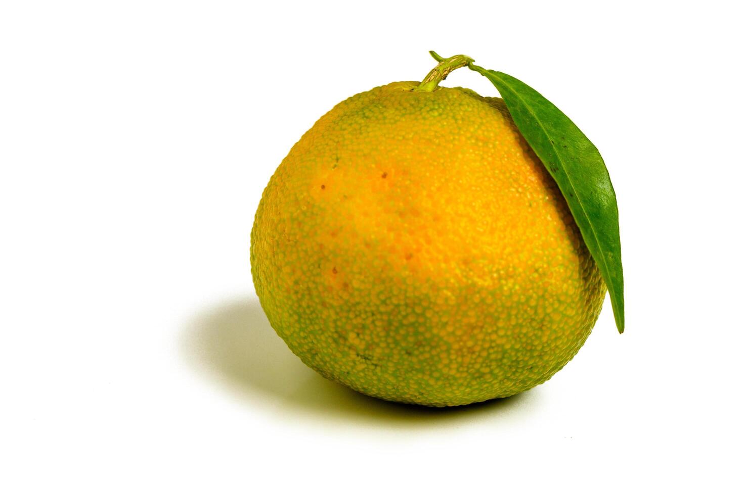 Whole green tangerine fruit isolated on white background. photo