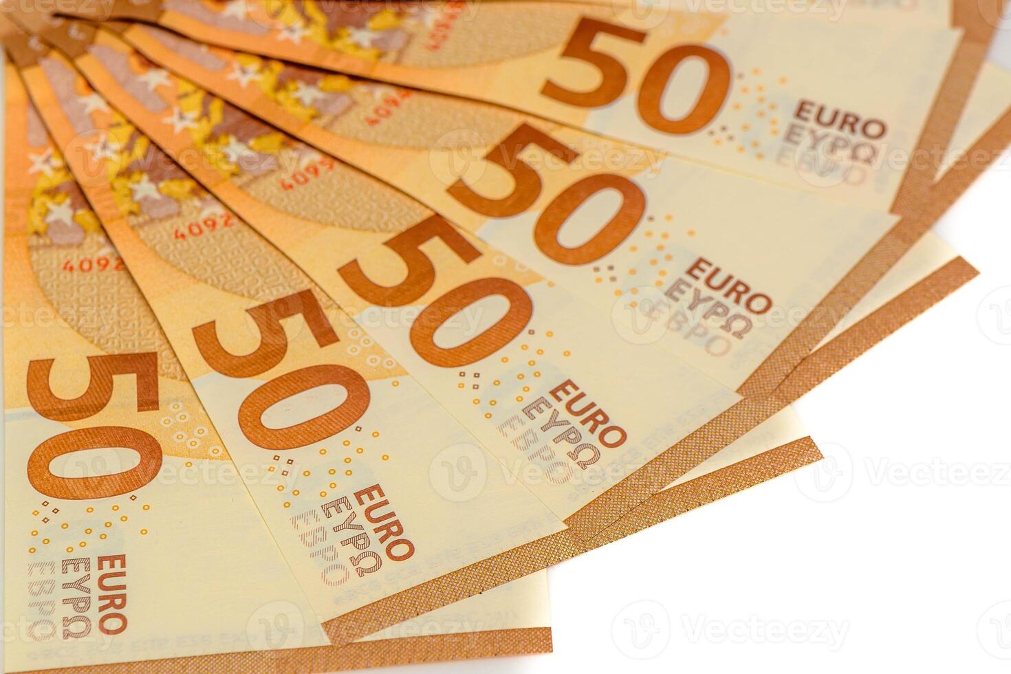 Euro banknotes on the table. Close up of euro cash money background, concept of finance and good earnings photo