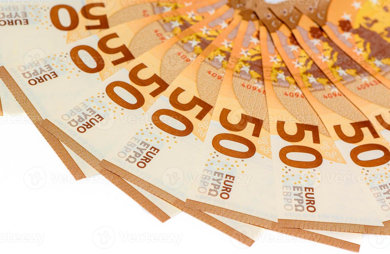 Euro banknotes on the table. Close up of euro cash money background, concept of finance and good earnings photo