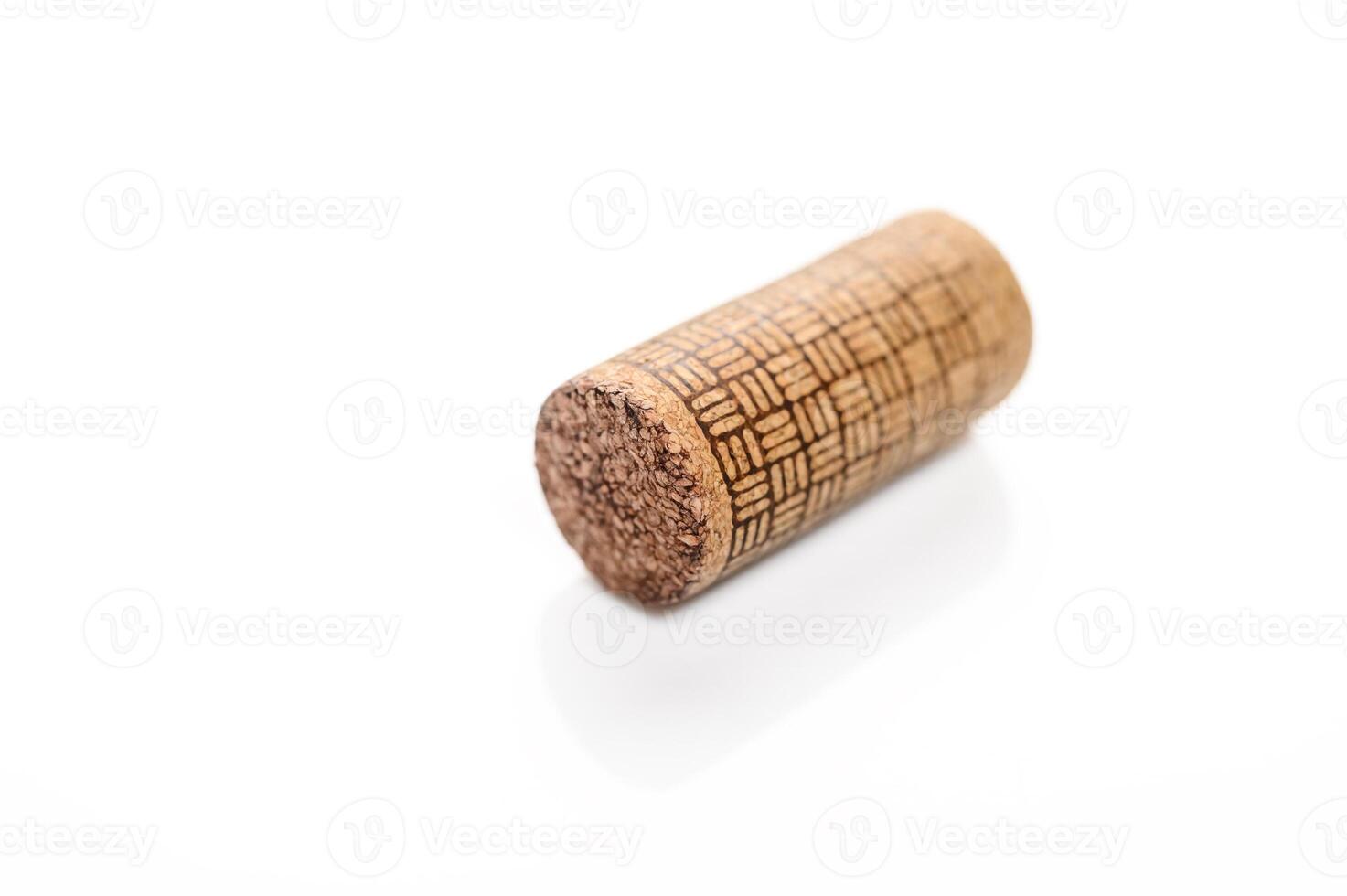 Wine cork isolated on white background, top view photo
