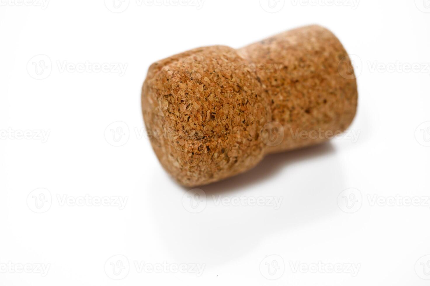 Announcement party layout with used champagne cork on bright white background photo