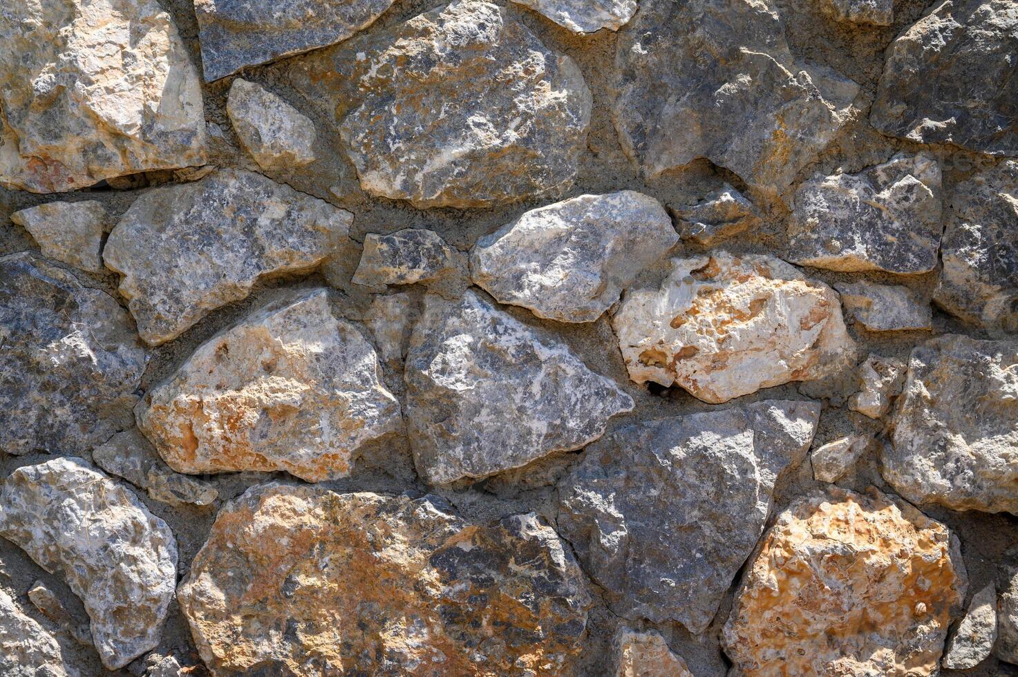 Old beige stone wall background texture photo