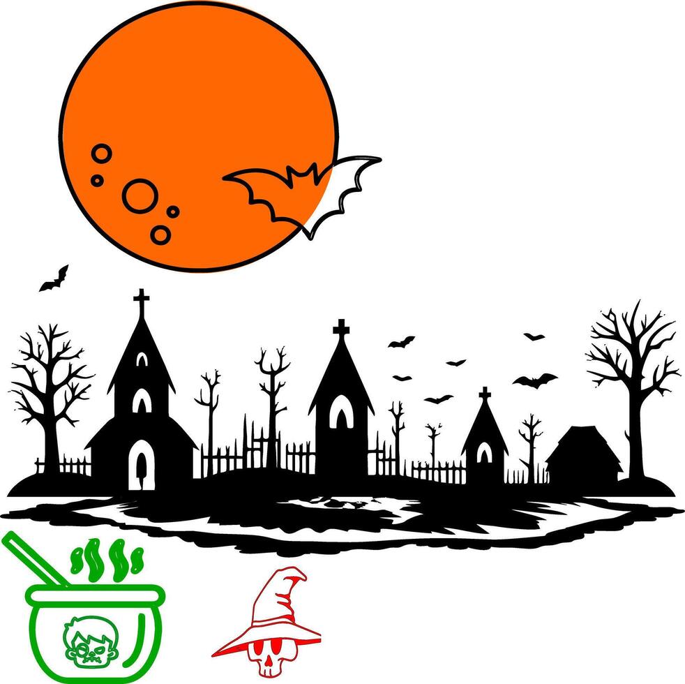 Halloween cursed graveyard vector