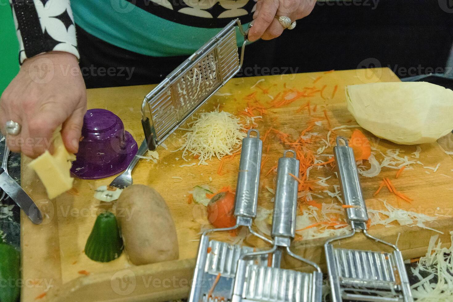 Cooking concept. Unrecognizable woman making healthy dinner photo