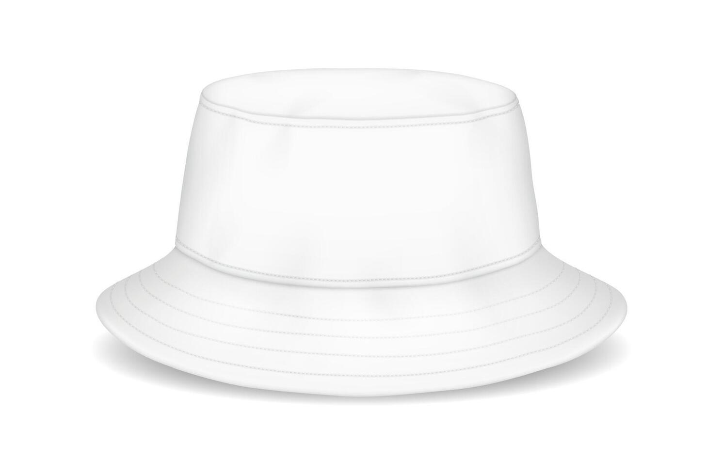 Stylish bucket hat mockup realistic illustration. Trendy cap perfect for summer sun protection 3d model on white background vector