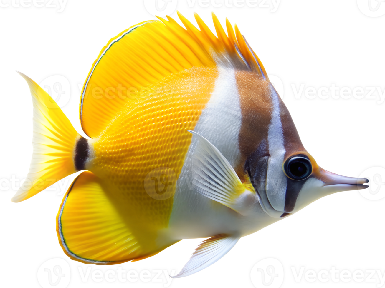 Longnose Butterflyfish swiming isolated on a transparent background png