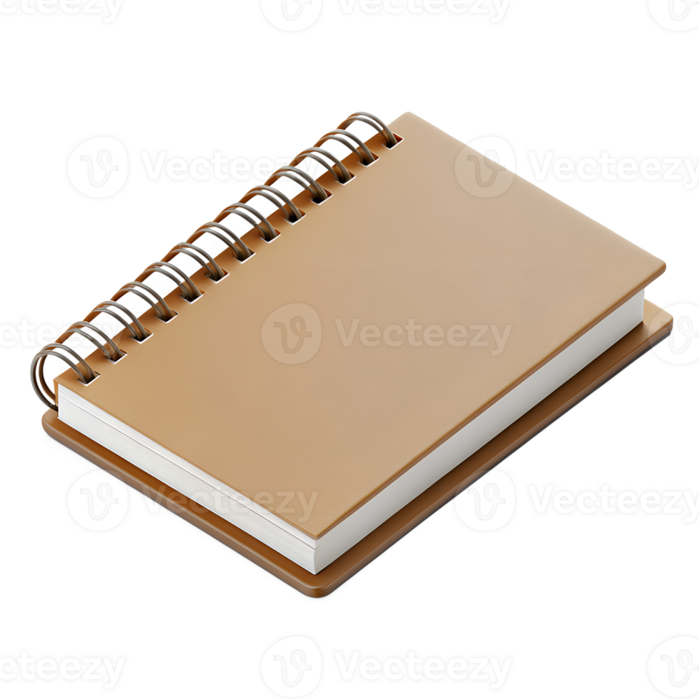 brown white notebook, transparent background, 3D Rendering, isometric png