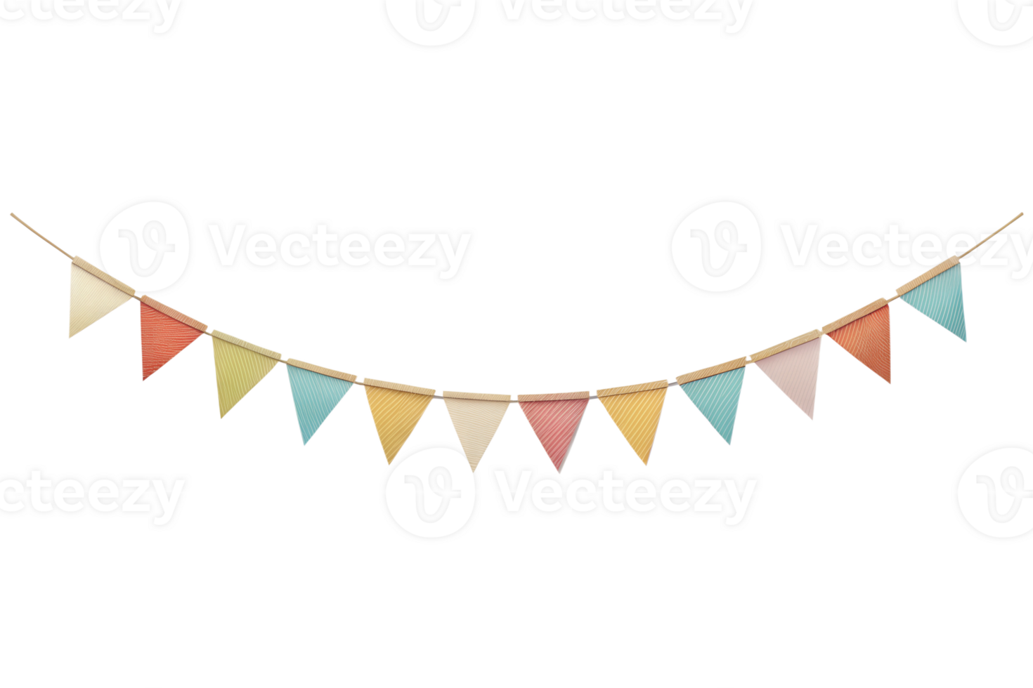 Minimalist design of a bunting banner isolated on a transparent background png